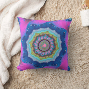 Trendy Pink and Blue Fractal Cushion