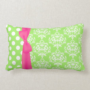 Trendy Pink and Green Monogram Designer Pillow