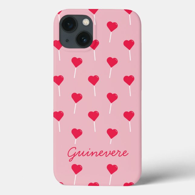 Trendy Pink and Red Heart Pops Personalised Case-Mate iPhone Case (Back)
