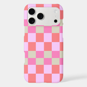 Trendy Pink and Sand Beige Retro Chequerboard
