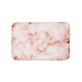 Trendy pink and white marble stone texture design bath mat