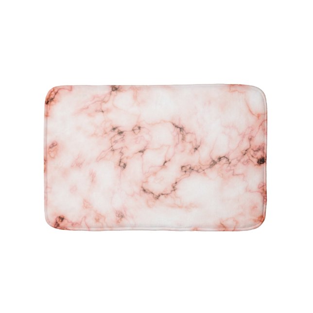 Trendy pink and white marble stone texture design bath mat (Front)