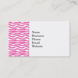 Trendy Pink and White Zebra Striped Pattern Business Card