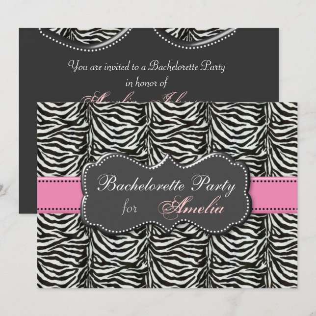 trendy Pink Bachelorette Party Invitations (Front/Back)