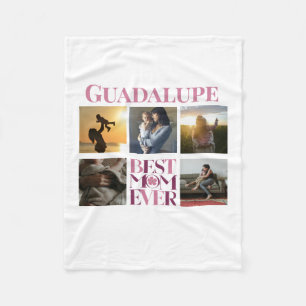 Trendy Pink Best Mum Ever Photo Collage Fleece Blanket
