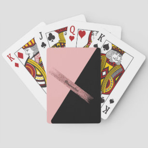 Trendy Pink Black Glitter Personalised Chic Glam Playing Cards