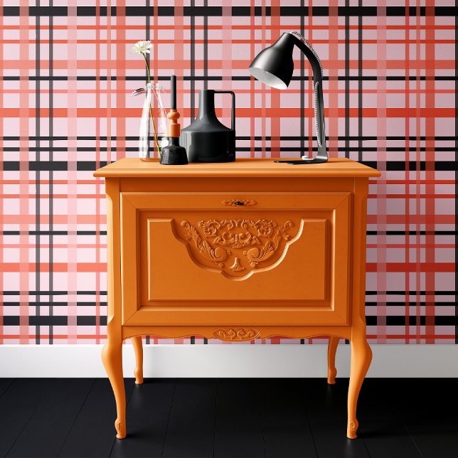 Trendy Pink & Black Halloween Plaid Wallpaper (Creator Uploaded)