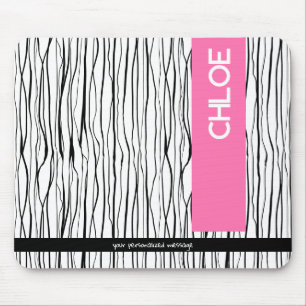 Trendy Pink & Black Personalised  Mouse Mat