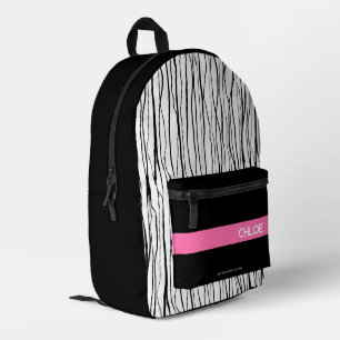 Trendy Pink & Black Personalized Backpack