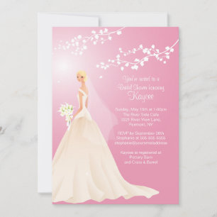 Trendy Pink BLONDE  Bride Bridal Shower Invite