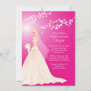 Trendy Pink BLONDE  Bride Bridal Shower Invite