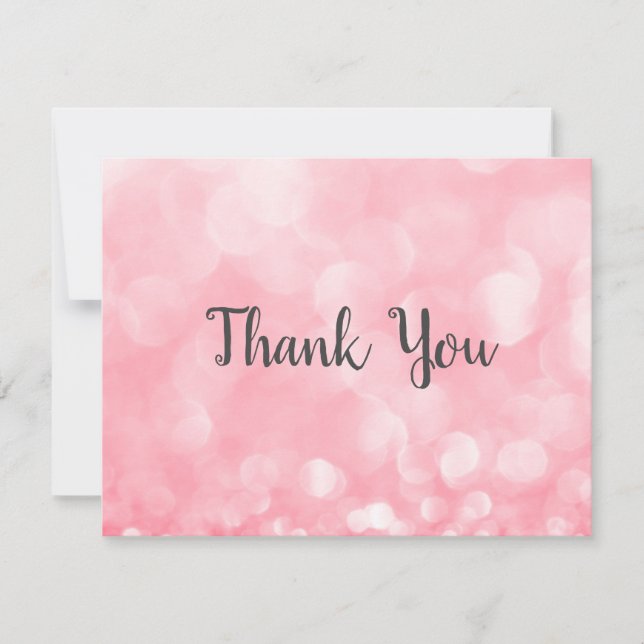 Trendy Pink Bokeh Business Thank You Card (Front)