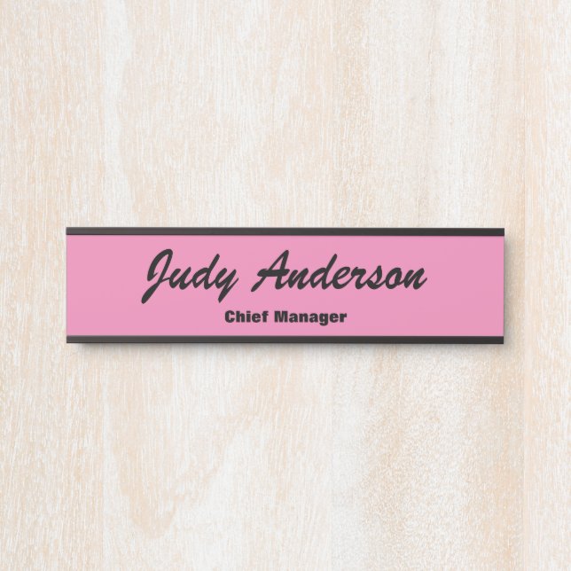Trendy Pink Bold Professional Plain Modern Elegant Door Sign (Front)