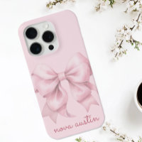Trendy Pink Bow Personalised With Name Monogram