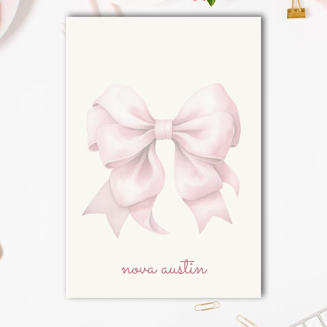 Trendy Pink Bow Personalised With Name Monogram Post-it Notes (Creator Uploaded)