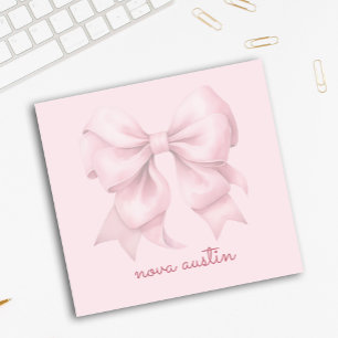Trendy Pink Bow Personalised With Name Monogram Post-it Notes