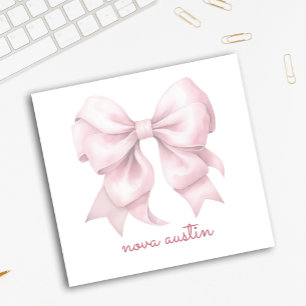 Trendy Pink Bow Personalised With Name Monogram Post-it Notes
