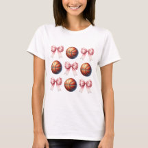 Trendy Pink Bows and Basketball Balls Design