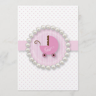 Trendy Pink & Brown Girl Baby shower Invitations