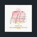 Trendy Pink Cake Name 50th Birthday Thank You Napkin<br><div class="desc">Trendy Pink Cake Script Name 50th Birthday Party Thank You. Ideal for your party favours, Fiftieth is centred in a set handwritten style script with name and your thank you message whch you can easily personalise, overlaid onto a pretty palest pink cake to the background on a gold stand and...</div>