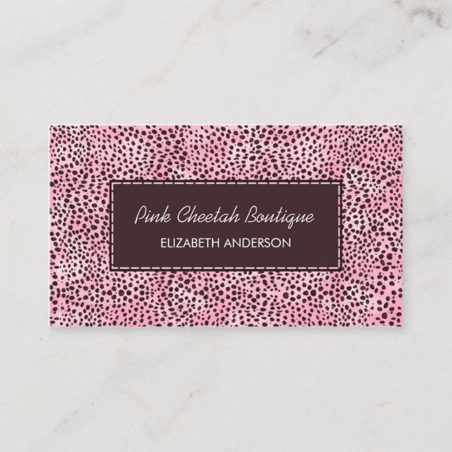 Trendy Pink Cheetah Print Girly Beauty Boutique Business Card (Front)