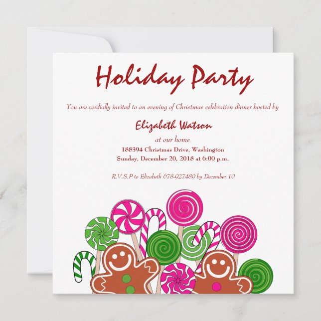 Trendy pink Christmas gingerbreads Invitation (Front)