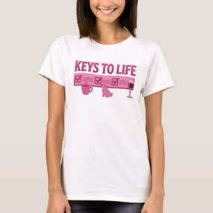 Trendy Pink COFFEE THEN WINE Creative Print T-Shirt