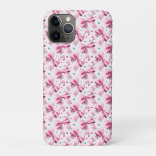 Trendy pink coquette bow pattern with cute girly iPhone 11 pro case