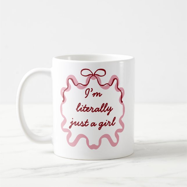 Trendy Pink Coquette Bow Ribbon Mug (Left)
