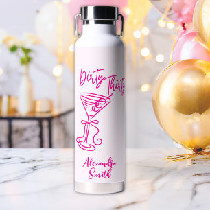 Trendy Pink Dirty Thirty 30th Birthday Water Bottle