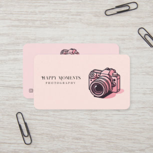Trendy Pink DSLR Camera Photography Personalised Business Card