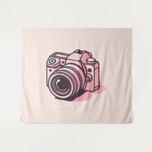 Trendy Pink DSLR Camera Photography Personalised Tapestry