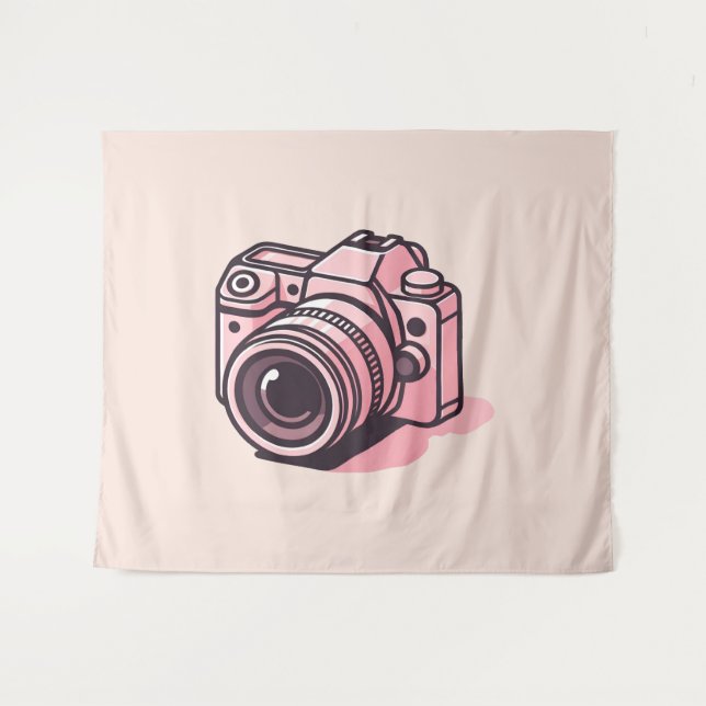 Trendy Pink DSLR Camera Photography Personalised Tapestry (Front (Horizontal))