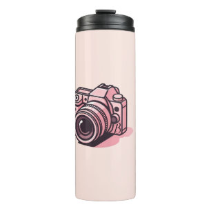 Trendy Pink DSLR Camera Photography Personalised Thermal Tumbler
