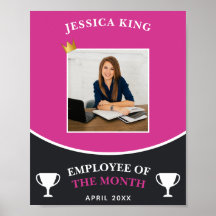 Trendy Pink Employee Of The Month Picture Award