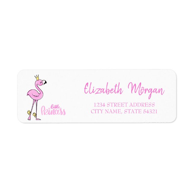 Trendy Pink Flamingo,Little Princess Address Label (Front)
