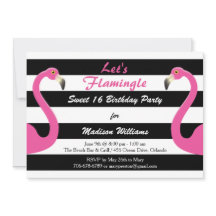 Trendy Pink Flamingo Sweet 16 Invitation