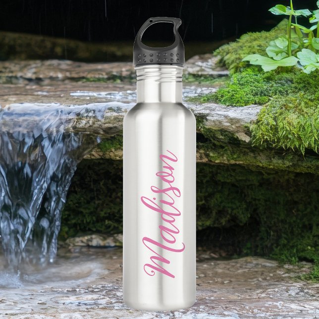 Trendy Pink Girls Name Handwritten Script Custom 710 Ml Water Bottle (Creator Uploaded)