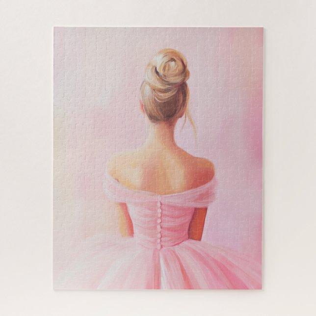 Trendy Pink Girly Aesthetic Ballerina Jigsaw Puzzle (Vertical)