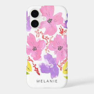 Trendy Pink Girly Chic Watercolor Floral iPhone 17