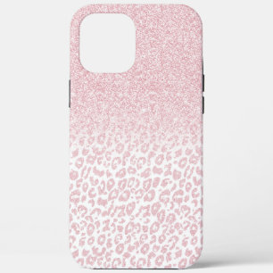 Trendy Pink Glitter & Leopard Print Ombre Design iPhone 12 Pro Max Case
