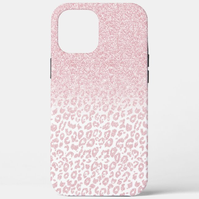 Trendy Pink Glitter & Leopard Print Ombre Design Case-Mate iPhone Case (Back)