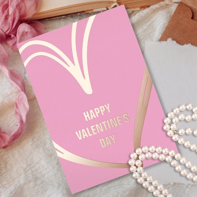 Trendy Pink Gold Foil Valentine's Day Photo Card (Trendy Pink Gold Foil Valentine's Day Photo Card)