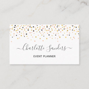 Trendy pink gold glitter confetti business card