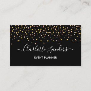 Trendy pink gold glitter confetti business card