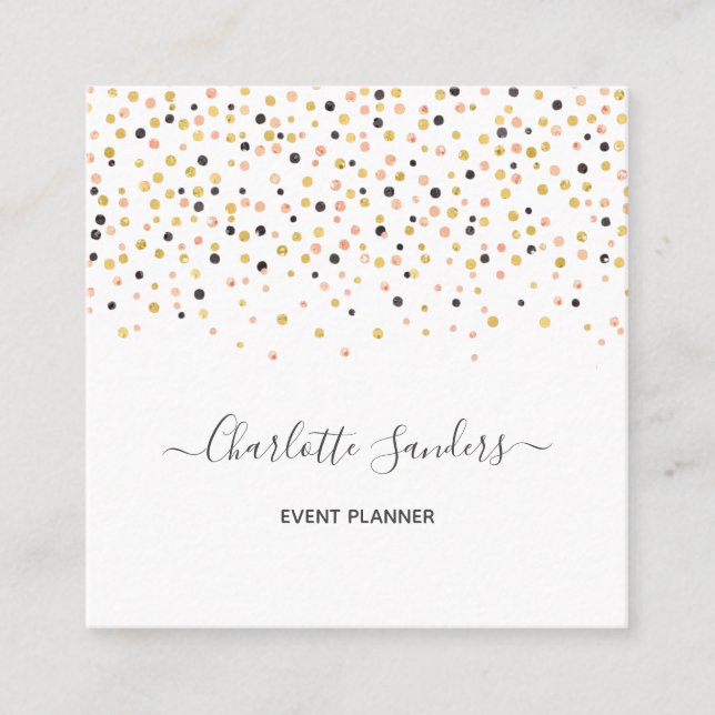 Trendy pink gold glitter confetti  business card (Front)