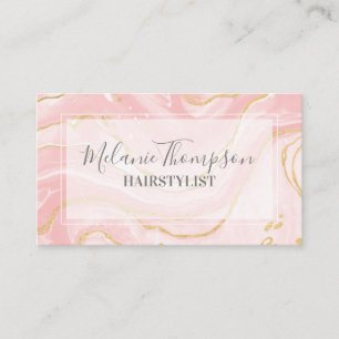 Trendy Pink Gold Marble Makeup Hair Salon Business Card