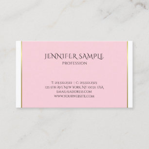 Trendy Pink Gold Modish Sophisticated Plain Luxury Business Card