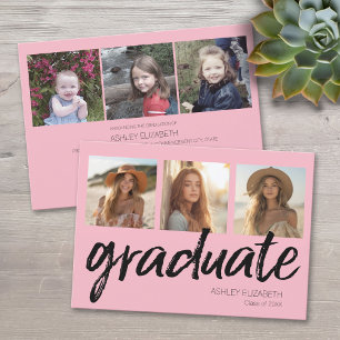 Trendy Pink Graduation Party - 6 Photos Invitation