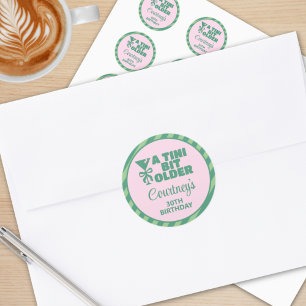 Trendy Pink & Green A Tini Bit Older 30th Birthday Classic Round Sticker